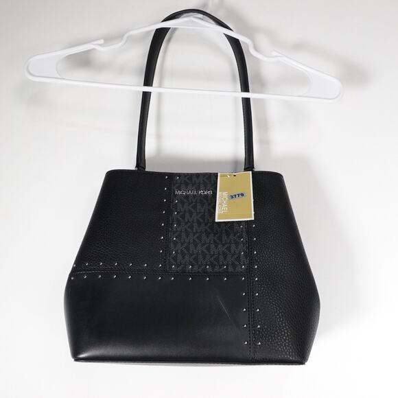 New Flawed Michael Kors Medium Pratt Bucket Shoulder Bag Purse Black $628 - Picture 1 of 8